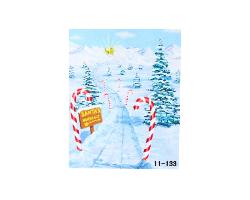 Fond tissu peint Sapin & Neige 2 x 3 m  RFD XMPH-11-133